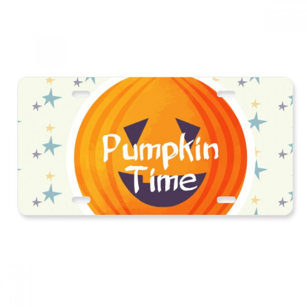 Halloween Round Pumpkin Pattern License Plate Decoration Stainless Automobile Steel Tag